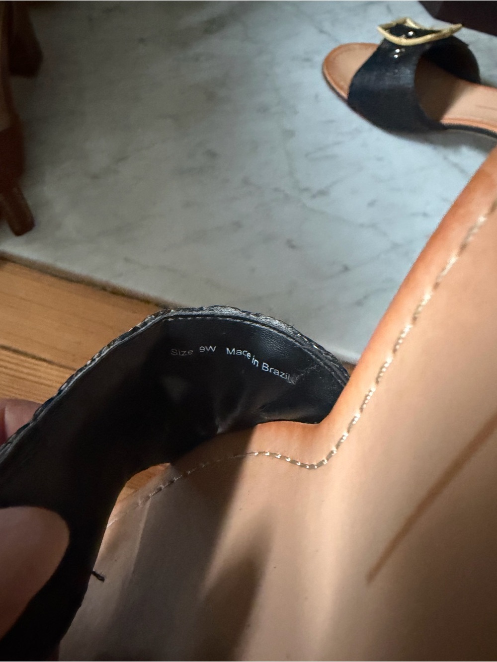 Dolce Vita Black Slide Mules with Gold Buckle - Picture 5 of 5